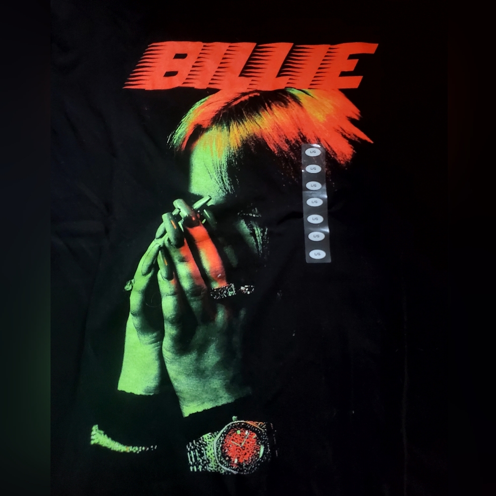 Billie Eilish Red & Green Racer Text Merch - Picture 2 of 3